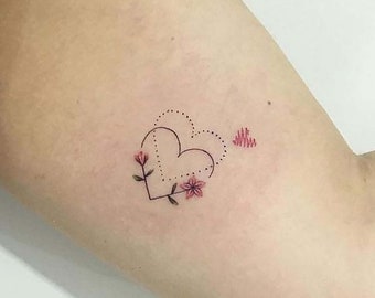 Tatuaggio Temporaneo Personalizzato Con Cuore E Iniziali - Idea Regalo - Foto 4