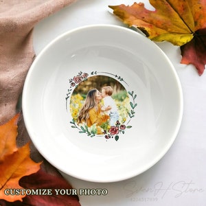 Floral Ring Dish Gifts For Mom-Custom Trinket Tray-Grandma Jewelry Dish-Personalized Photo Gifts For Sister-Mom And Baby-Mom Birthday Gift