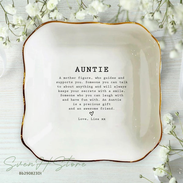 Personalized Aunt Ring Dish, An Auntie Is A Precious Gift Trinket Dish, Best Auntie Jewelry Holder, Mother's Day Gift, Aunt Birthday Gifts