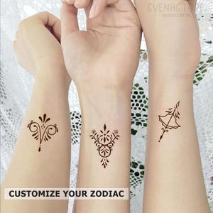 Personalized Zodiac Gifts For Friends-Custom Zodiac Sign Temporary Tattoo-Aries Taurus Libra Zodiac Tattoos-Constellation Tattoo-Boho Tattoo