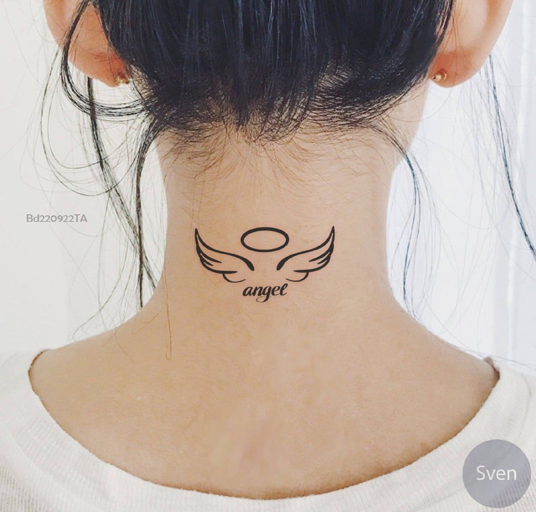 Alas de ángel personalizadas con tatuaje temporal de Halo - Etsy México