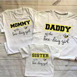 Bee-Day Hap Bee Birthday Family Sibling Matching Shirts- Hap-Bee Birthday Matching Family Shirts 1st Birthday My Bee Day Change Colors Words