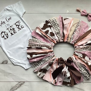 Holy Cow I’m One Tutu Barnyard Birthday Outfit Buy Only What you Need-COW Print Farm First 1st ONE (or Two) Fabric Tutu Shirt headband