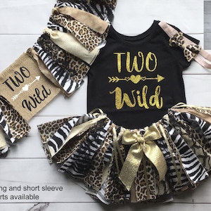 Wild One Fabric Wild Safari Tutu Birthday Outfit Wild ONE TWO Wild First Fabric Tutu Shirt Banner Cake Topper Jungle