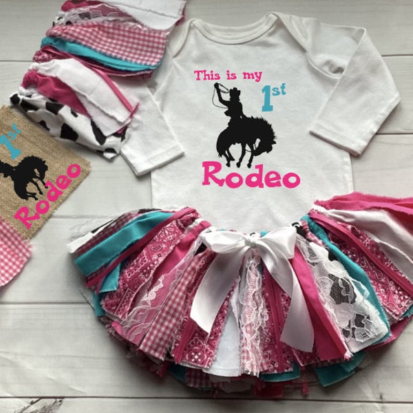 1st Rodeo Cowgirl Outfit: Magenta Tutu, Shirt & Headband Set