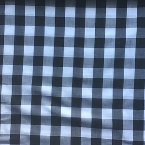Black and White Wide Gingham 1 inch square Checker Fabric 44” Wide Gingham Buffalo Checker Fabric Decor