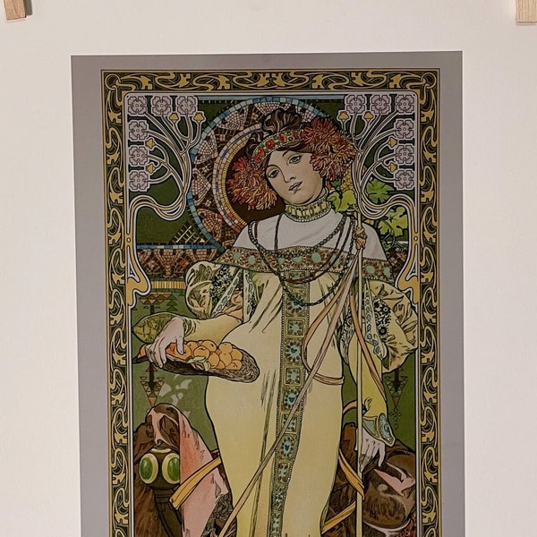 Autumn: The Seasons, Alphonse Mucha 13"x19" Fine Art Print