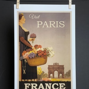 Visit Paris, France Vintage Travel Poster _Matte_High Quality Fine Art Ink-Jet Print 11&quot;x17&quot;