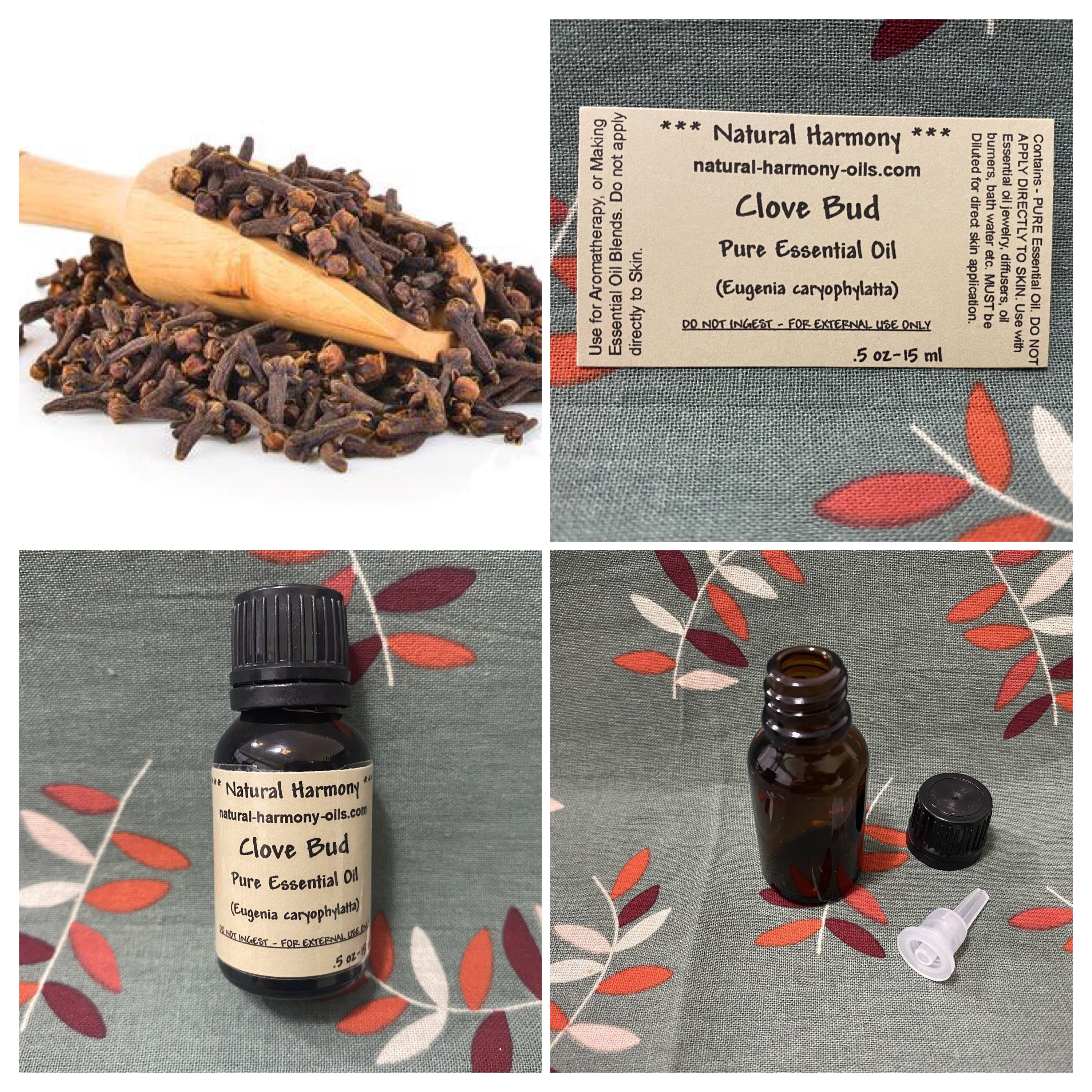 Clove Bud Pure Organic Essential Oil .5 Oz 15 Ml Amber Glass Dropper ...
