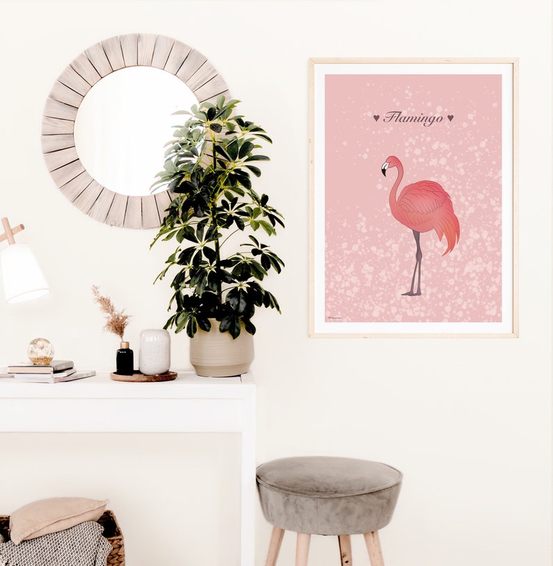 Blush Pink Flamingo Wall Art Exotic Wall Art Tropical Bird Etsy