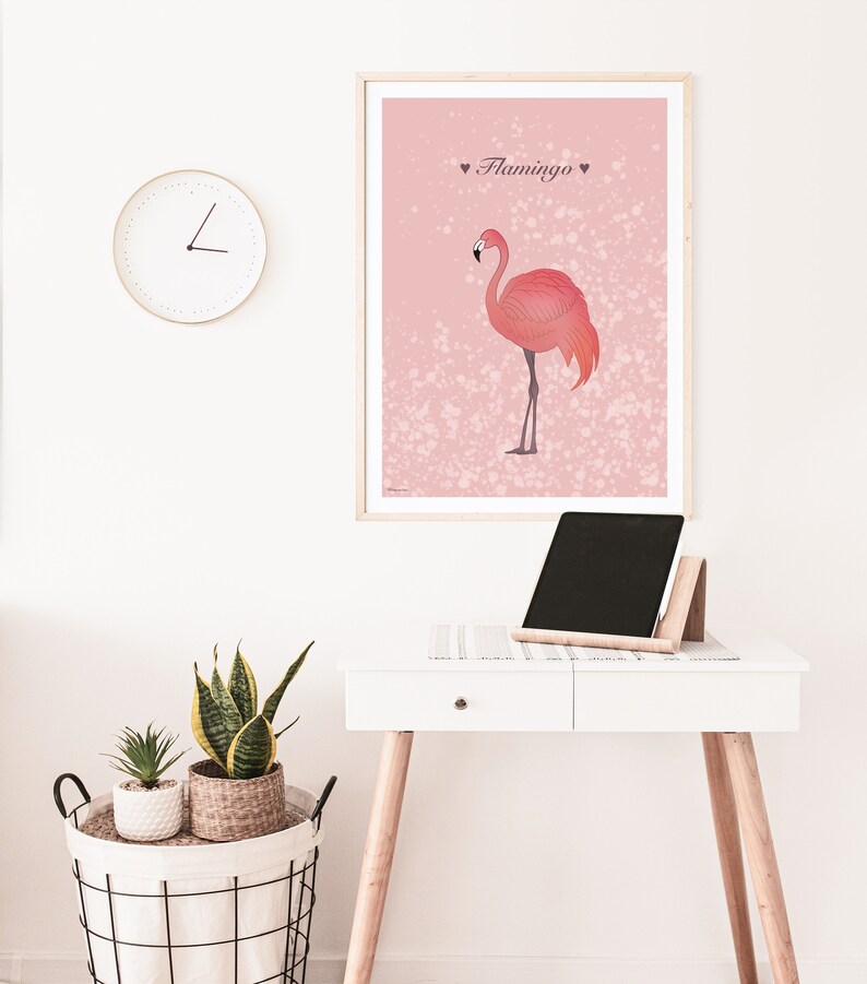 Blush Pink Flamingo Wall Art Exotic Wall Art Tropical Bird Etsy
