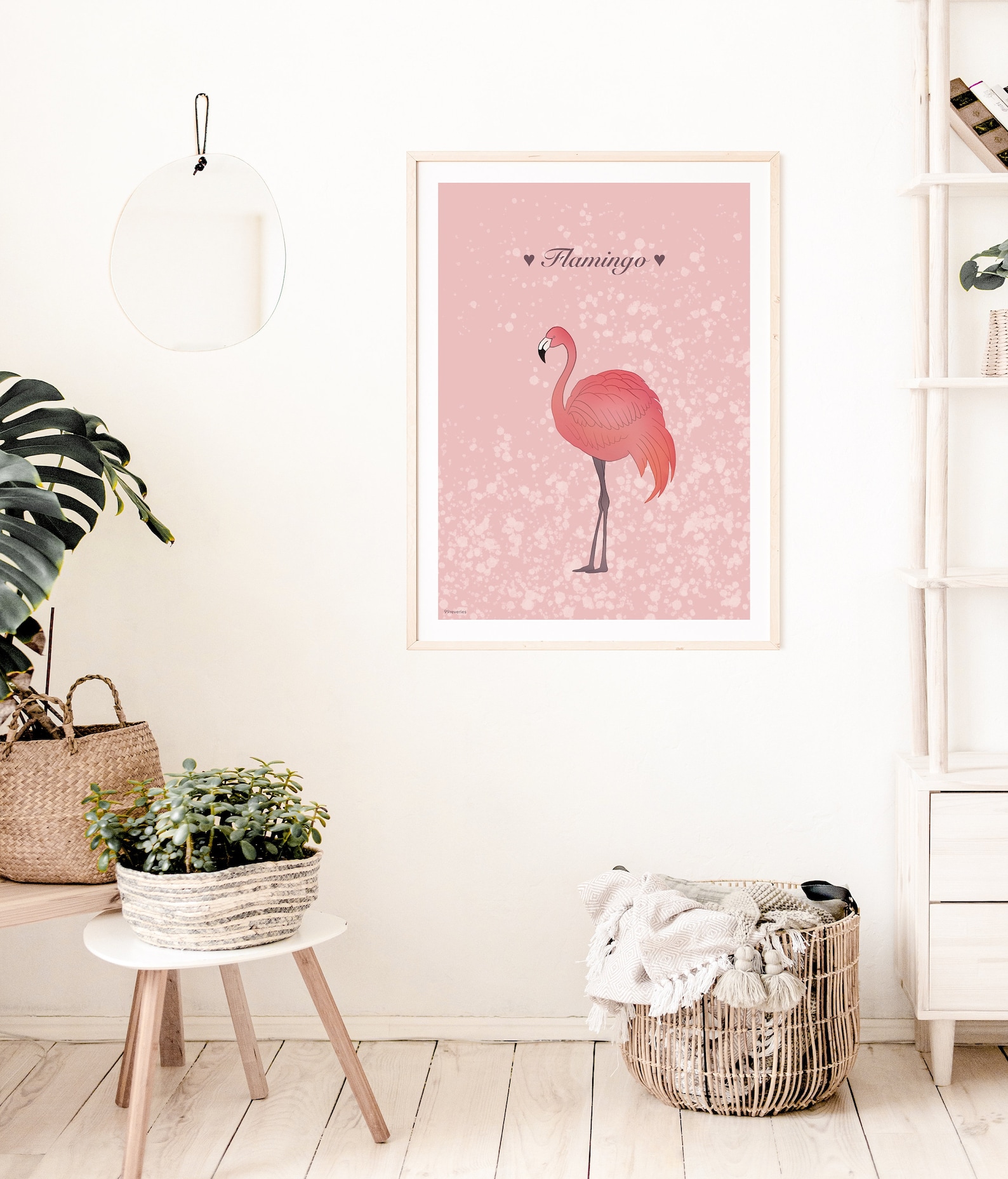 Blush Pink Flamingo Wall Art Exotic Wall Art Tropical Bird Etsy