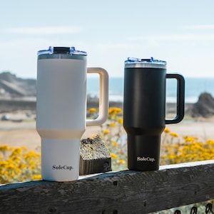 SoleCup 40oz Tumbler with Handle, Leakproof Lid and Two Straws, 24 Hours Cold, 8 Hours Hot, Vacuum Insulated Stainless Steel Travel Mug