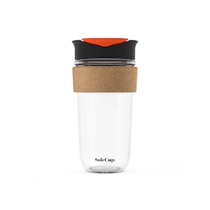 The Original Large Cork SoleCup - 530ml/18oz Reusable Glass Travel Mug