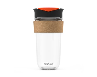 The Original Large Cork SoleCup - 530ml/18oz Reusable Glass Travel Mug