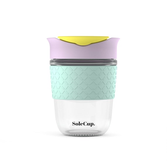 SoleCup Reusable Glass Travel Cup Spill Proof Insulated Coffee Mug 12oz 340ml BPA free Hot Drink Travel Mug with Lid Silicone Band Etsy