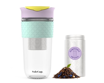 The Loose Tea Large SoleCup - 530ml/18oz Reusable Glass Travel Mug with Loose Tea Infuser