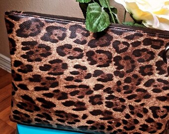 large leopard clutch