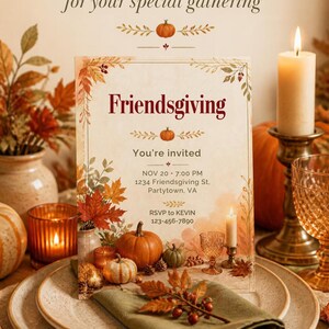 Editable Friendsgiving Invitation Template, Fall Potluck Dinner Invite (Digital Download)