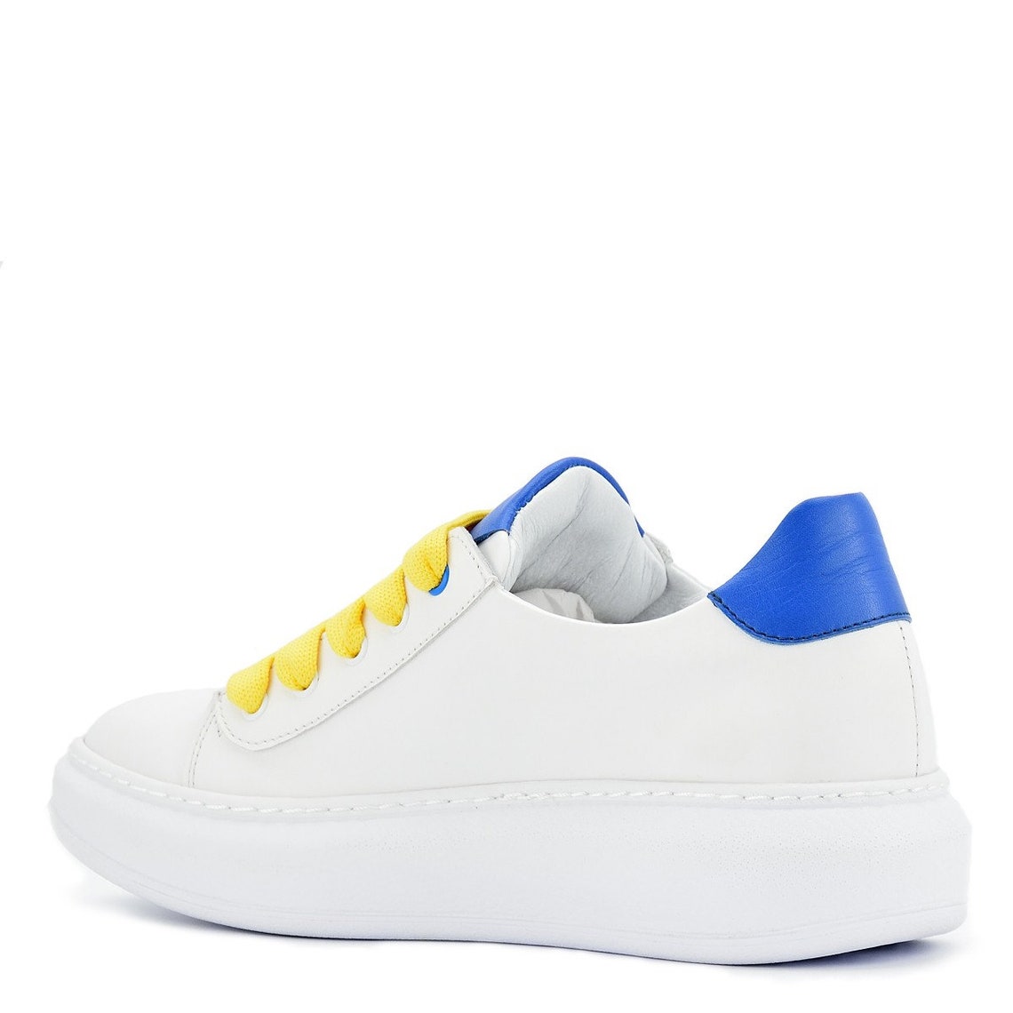 womens white and blue trainers