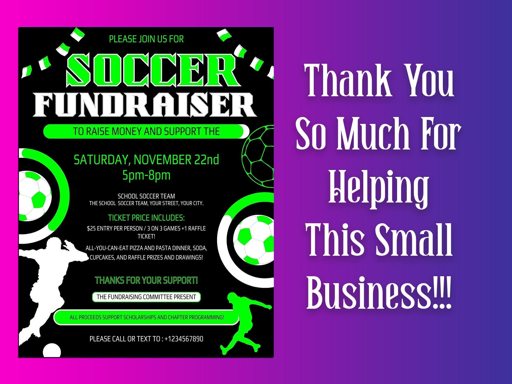 Soccer Fundraiser Flyer Editable Canva Template US Letter Size. Etsy