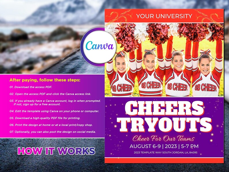 Cheer Tryout Flyer Editable Canva Template. Etsy