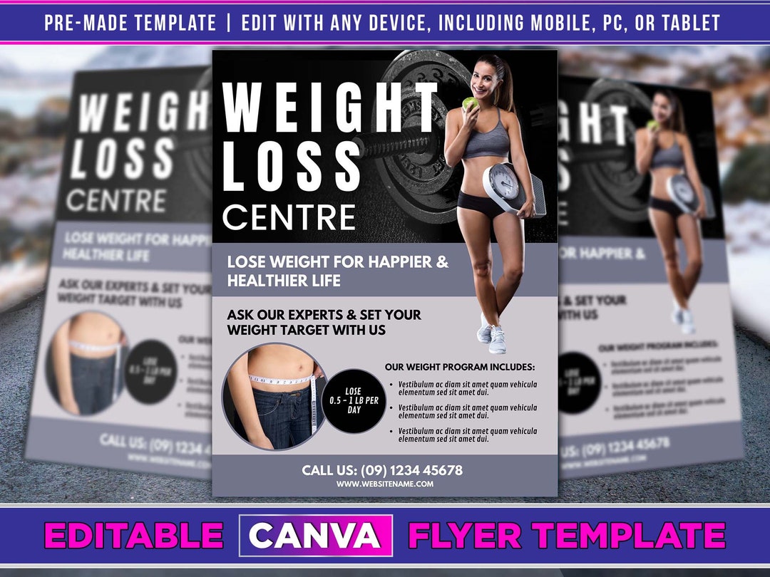 Weight Loss Center Flyer Editable Canva Template US Letter Size. - Etsy ...