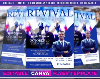 Revival Flyer Editable Canva Template US Letter Size.