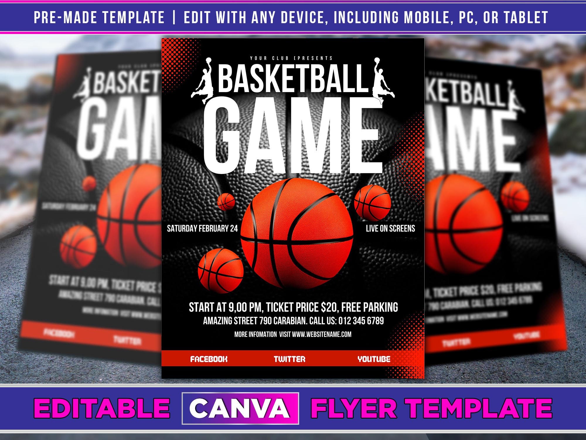 Basketball Tryouts Flyer Editable Canva Template. Etsy