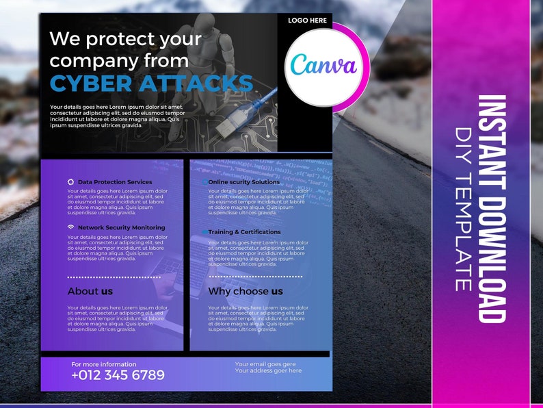 Cyber Security Flyer Editable Canva Template US Letter Size. - Etsy