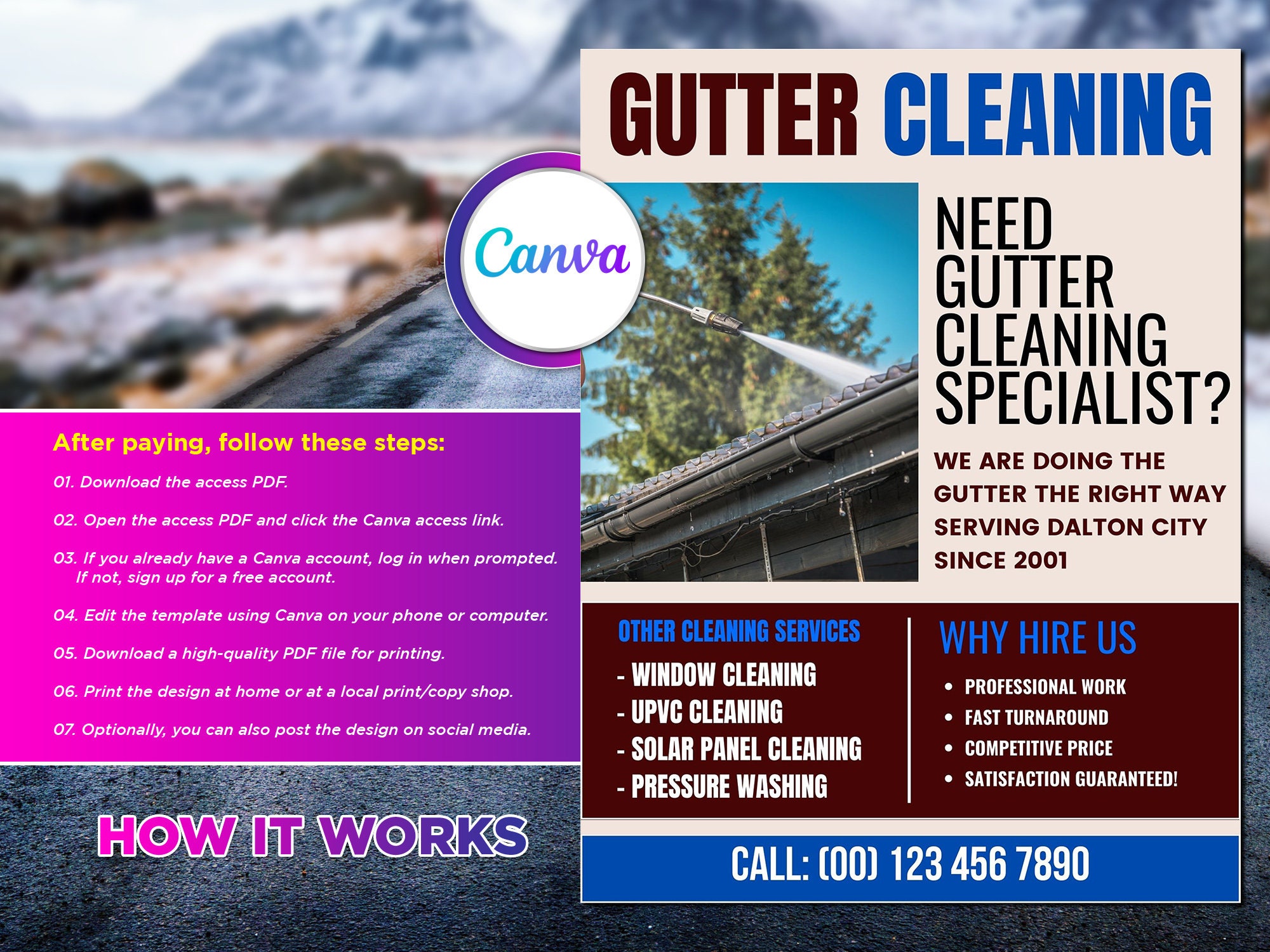 Gutter Cleaning Flyer Editable Canva Template US Letter Size. Etsy