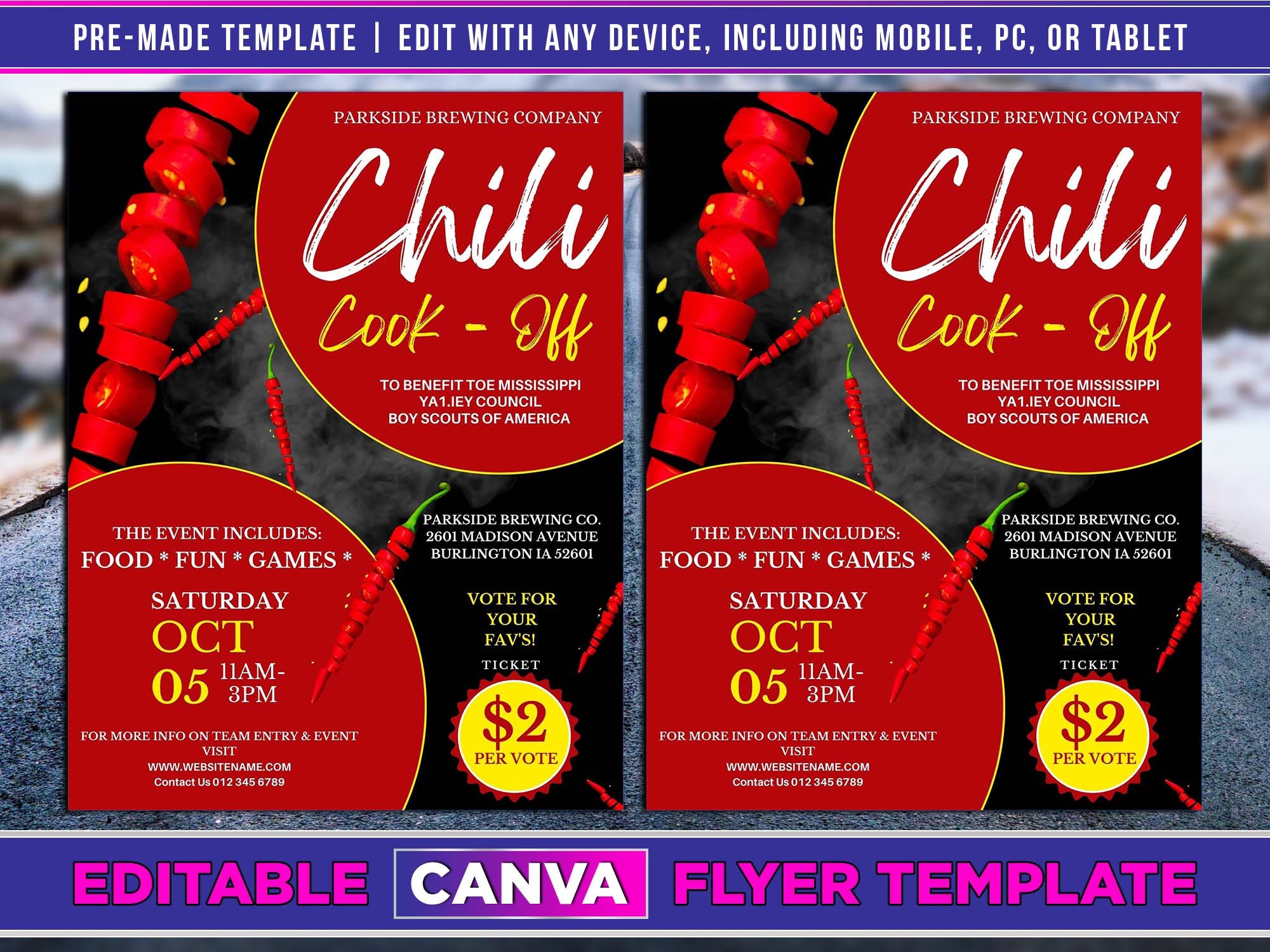 Chili Cook off Flyer Editable Canva Template US Letter Size. - Etsy