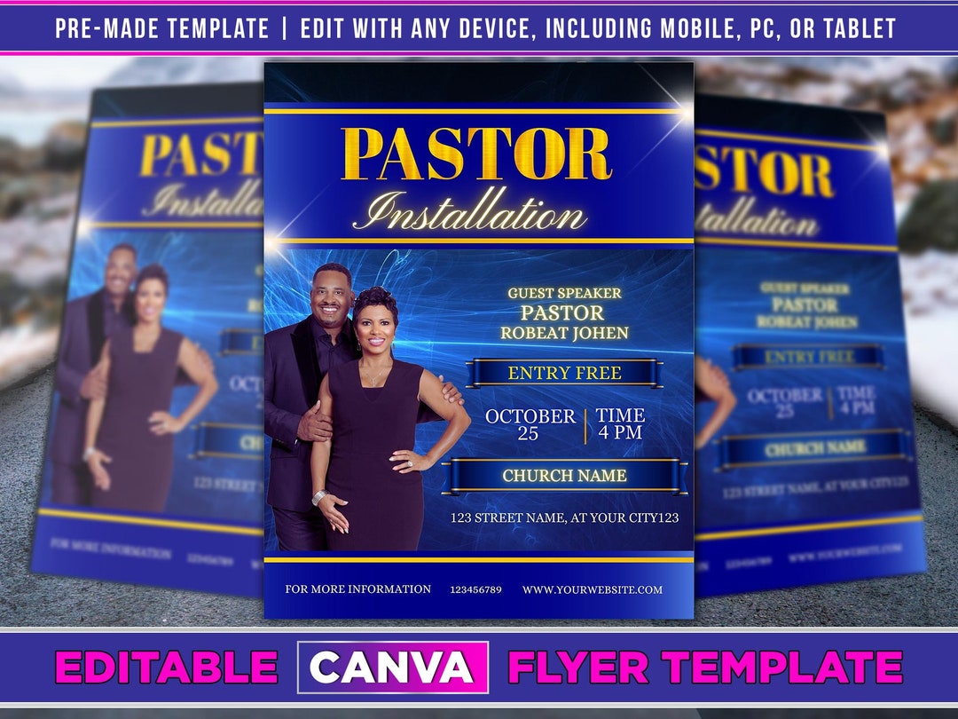 Pastor Installation Flyer Editable Canva Template US Letter Size. Etsy
