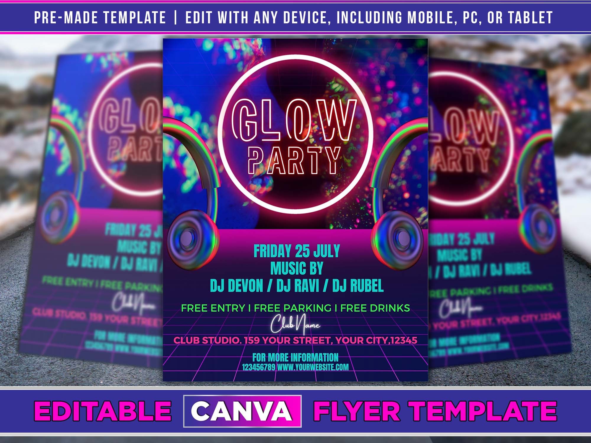 Glow Party Decorations, UV Reflective Glow Party Decor, Black