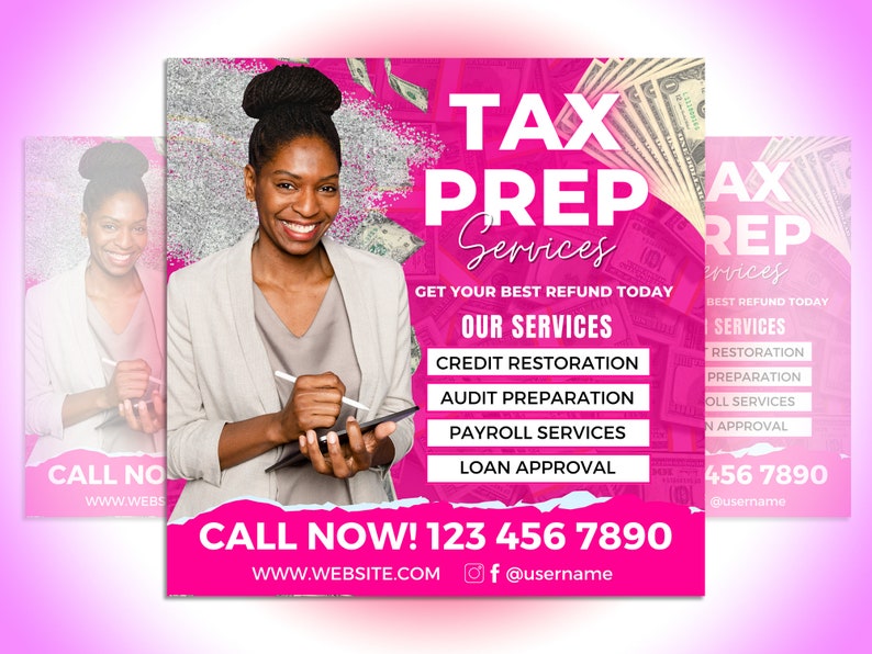 Tax Prep Service Flyer Social Media Post Size Instant Download Editable ...
