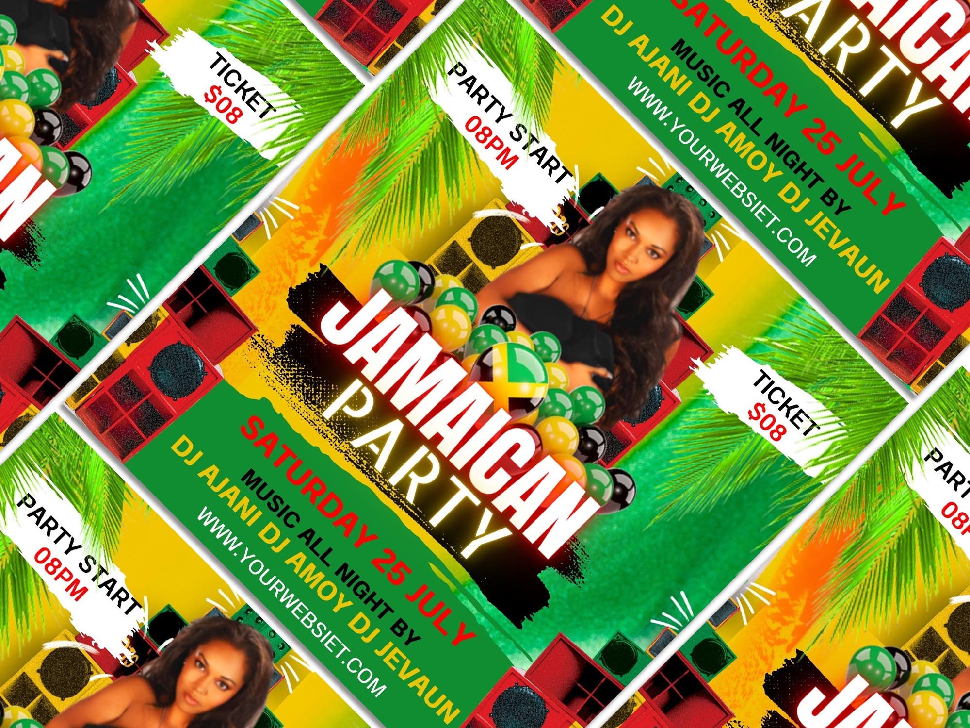 Jamaican Party Flyer Canva Template for DIY Social Media Marketing. Etsy