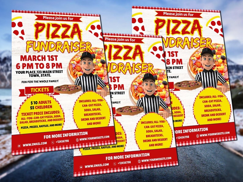 Pizza Fundraiser Flyer Editable Canva Template US Letter Size. - Etsy