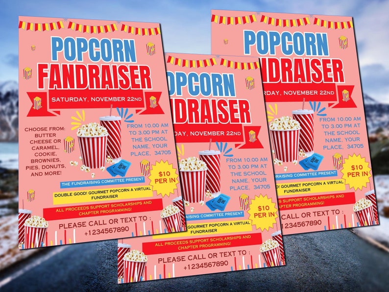 Popcorn Fundraiser Flyer Editable Canva Template US (Download Now) Etsy