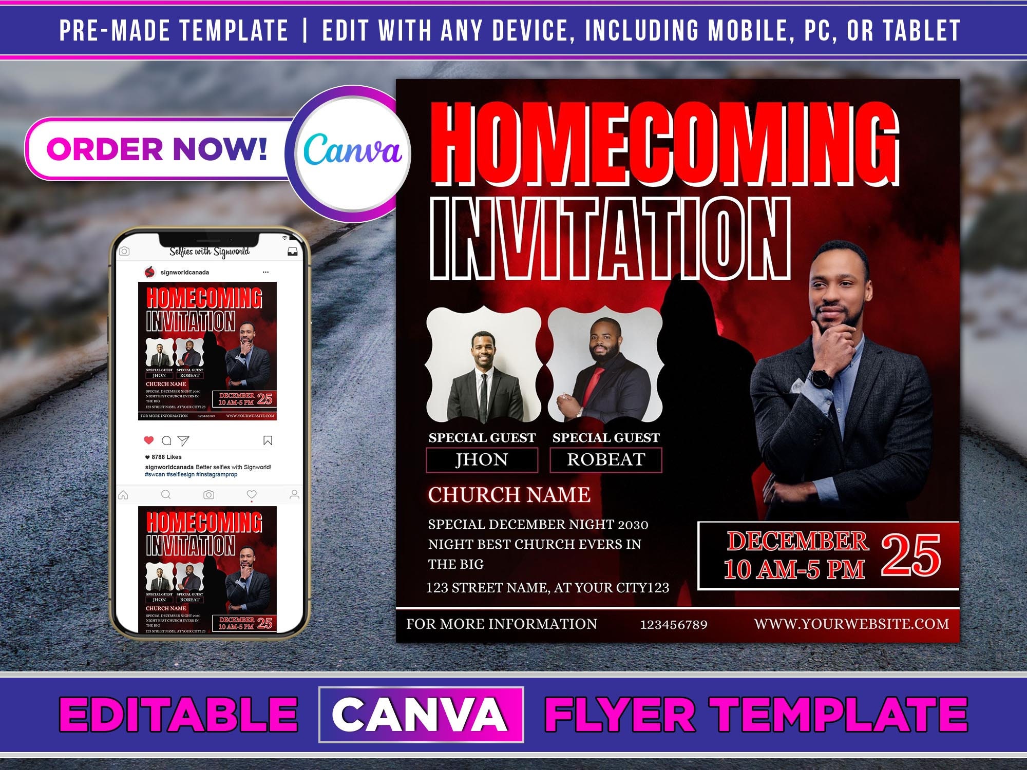 Church Flyer Canva Template for DIY Social Media Marketing