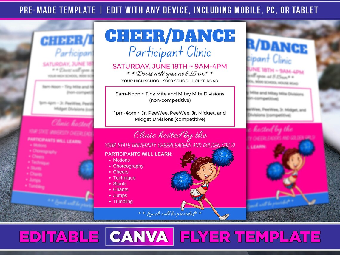 Cheerleading Flyer Bundle Canva Template. Etsy Cheerleading Flyer Bundle Canva Template. Etsy