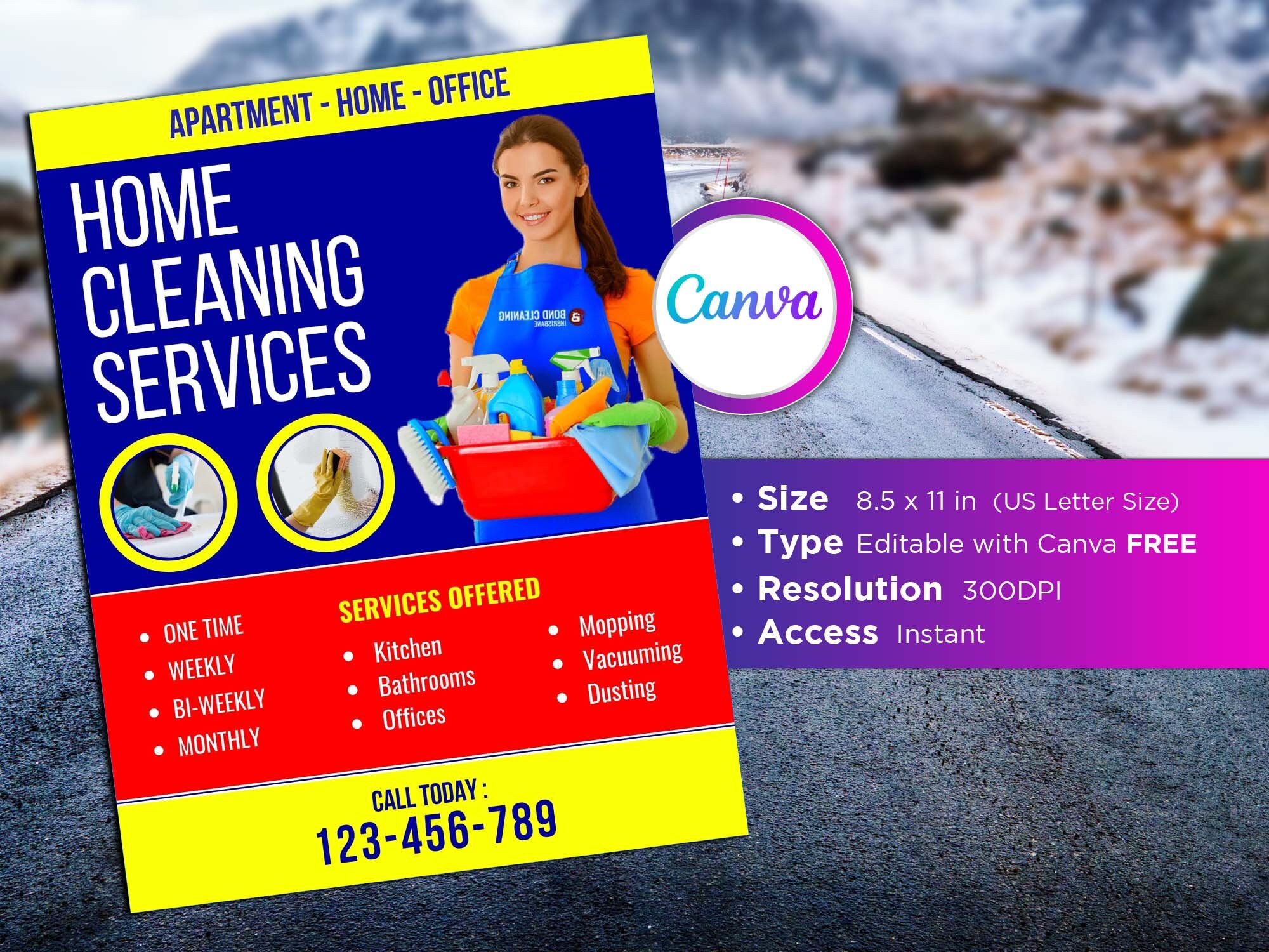 Cleaning Lady Flyer Editable Canva Template US Letter Size. Etsy