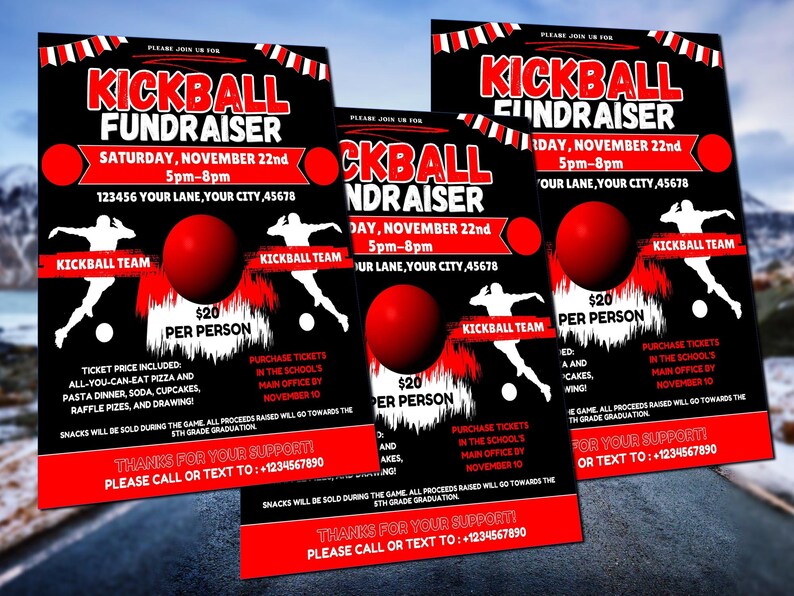Kickball Fundraiser Flyer Editable Canva Template US Letter Size. Etsy