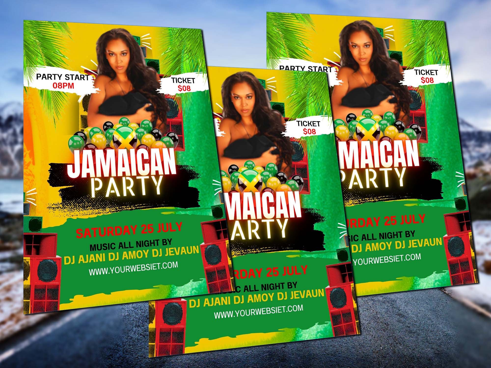 Jamaican Party Flyer Editable Canva Template US Letter Size. - Etsy