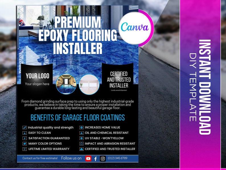 Epoxy Flooring Flyer Editable Canva Template US Letter Size. Etsy