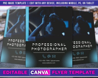 Photography Flyer Editable Canva Template.