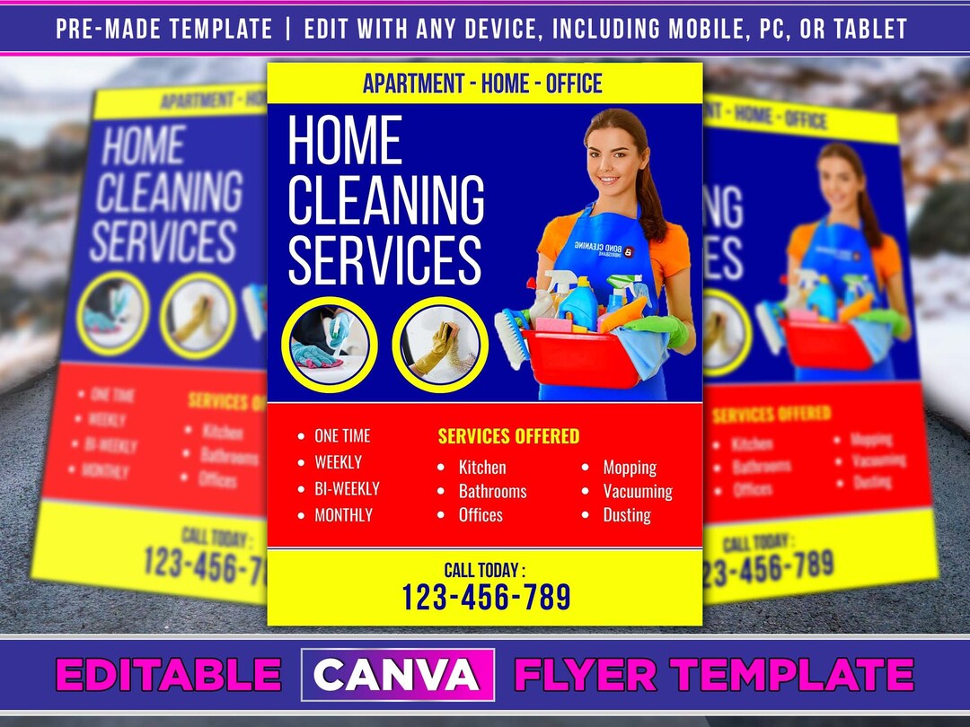 Cleaning Lady Flyer Editable Canva Template US Letter Size. Etsy