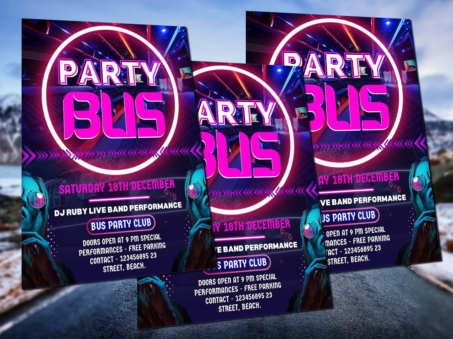 Party Bus Flyer Editable Canva Template US Letter Size. Etsy
