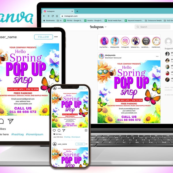 Pop Up Shop Flyer Canva Template for DIY Social Media Marketing.