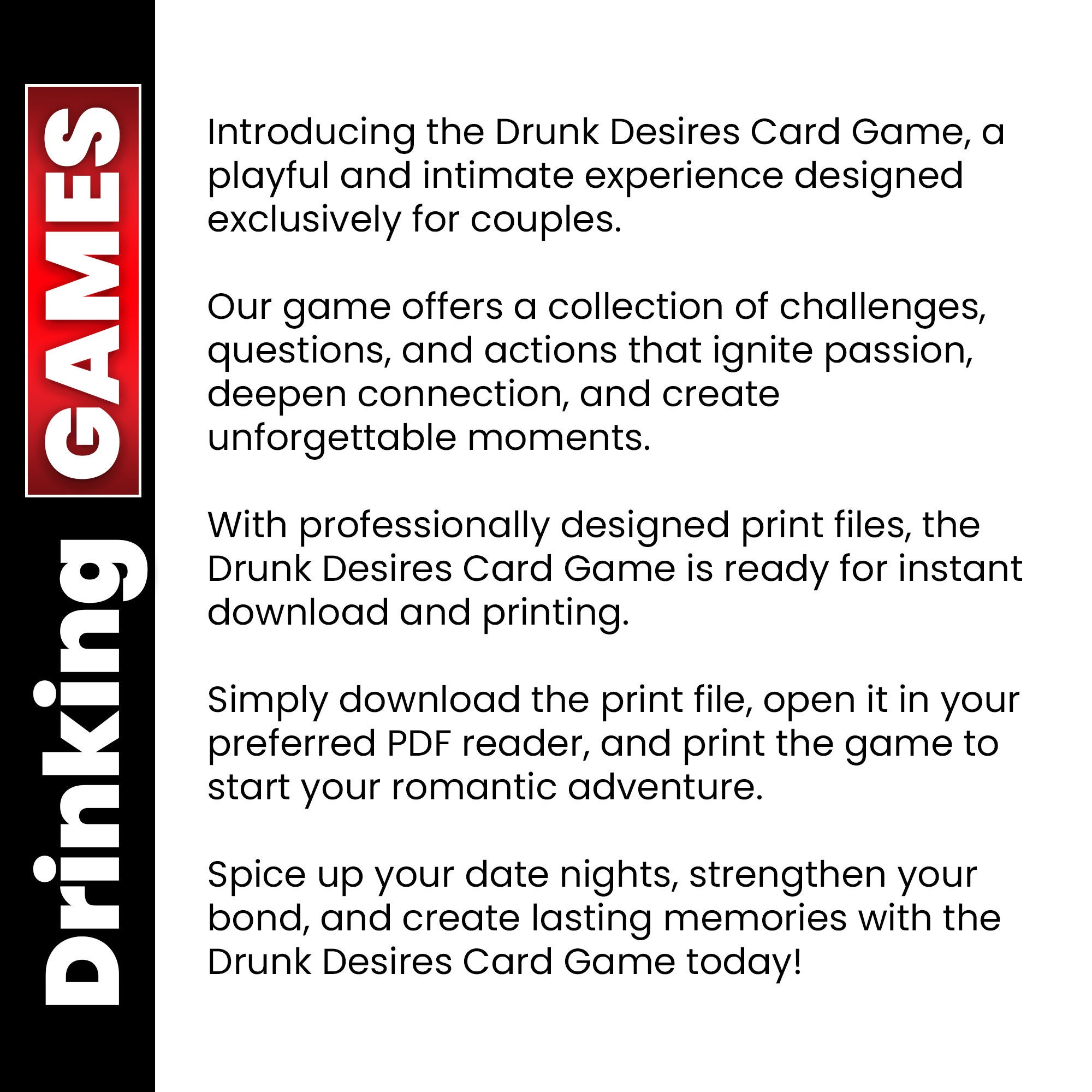 Drunk Desires Card Game for Couples Romantic & Playful Date Night