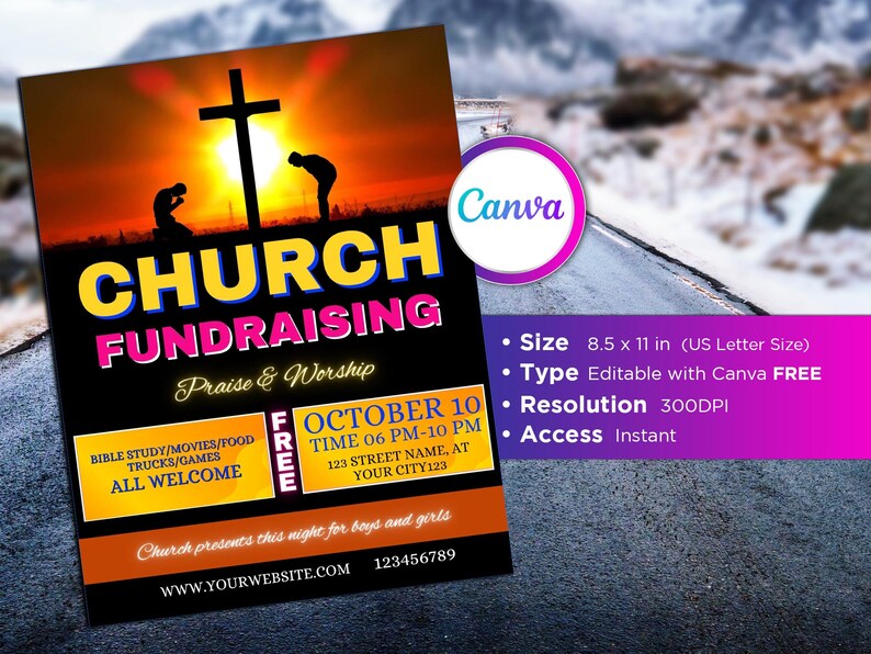 Church Fundraising Flyer Editable Canva Template US Letter Size. - Etsy